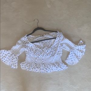 Free people- white and blue polka dot summer shirt